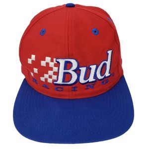 Bud Racing NASCAR Hat Vintage 90s Snapback‎ Budweiser Beer Red Blue Embroidered